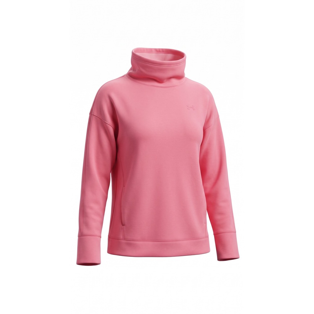 Under Armour Womens Rival‎ Fleece Funnel Neck Sweatshirt Pink Loose Fit Medium